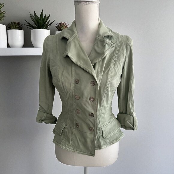 WHITE HOUSE BLACK MARKET WHBM Light Green Jacket Blazer Size 4 - Picture 1 of 8